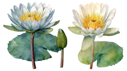 Watercolor Victoria Amazonica Flower Clipart — Hand-Painted Giant Water Lily Illustration on Transparent Background

