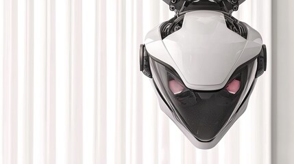 Robotic Head with White Curtains.