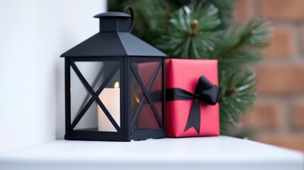 Festive Lantern  Gift with Winter Scene.