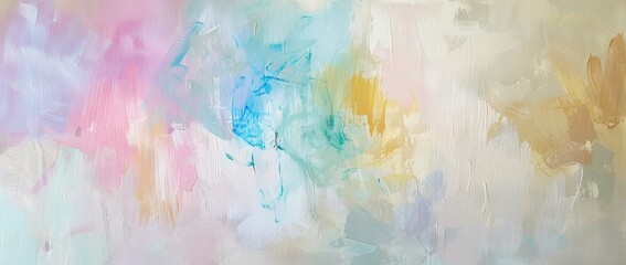 Abstract painting background with pastel positive colors and natural oil paint texture for wallpaper, pattern, art print, and other design elements