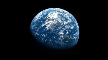 Fototapeta premium A detailed view of Earth from space, showing continents, oceans, and cloud formations against a black backdrop