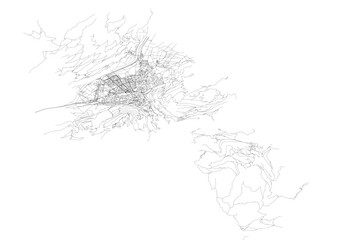 Chur Highway Vector Art - Swiss Mountain Road Aerial View (Curves & Tunnels)