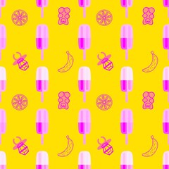 Summer cute food seamless ice cream pattern for wrapping paper and fabrics