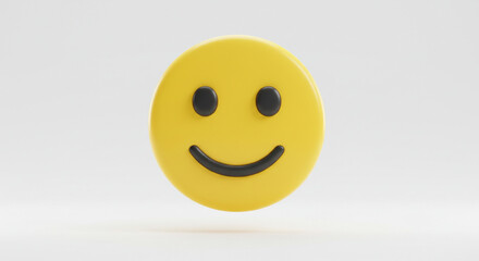 Fototapeta premium Joyful digital emoticon, a cheerful yellow face, isolated on white background