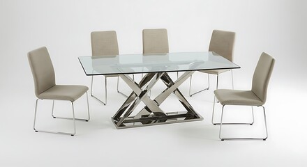 Fototapeta premium Modern dining set with glass top