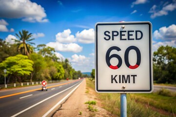 Speed Limit 60 km/h Highway Road Sign