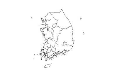 Obraz premium South Korea Outline Map - Vector Geography