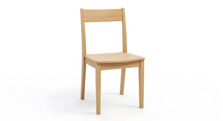Simple Wooden Chair on White Background