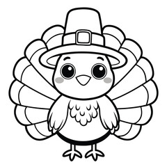 Naklejka premium Cute Thanksgiving Turkey Coloring Page - Free Printable Coloring Page