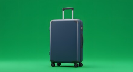 Isolated Blue Suitcase on Green Screen for Travel and Vacation Imagery