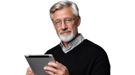 senior woman with tablet