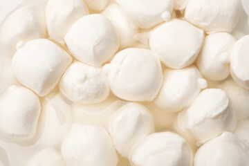 Tasty mozzarella cheese balls as background, closeup