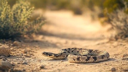 Snake on desert path