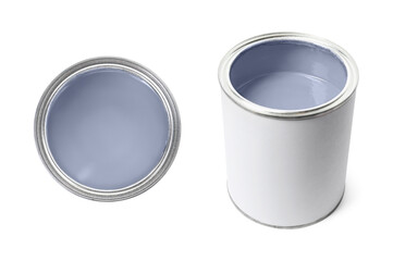 Pastel paint in can isolated on white. Top and side view
