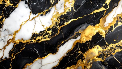 Obraz premium Elegant Black, White, and Gold Marble Texture