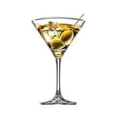 Classic Martini Cocktail with Olives and Ice in a