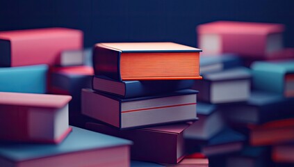 Stacked books in various colors