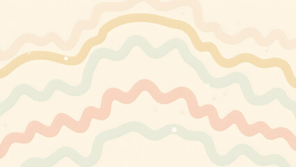 Soothing pink and mint zigzag pattern on beige, wobbly childish lines with delicate texture for baby designs.