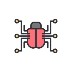 Digital Bug Icon With Circuitry Design Representing Data Security Threat