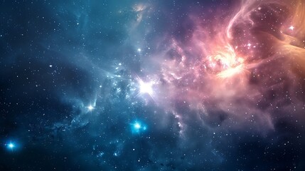 Fototapeta premium Abstract Nebula In Space With Glowing Stars And Colorful Energy Cloud