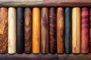 Diverse Collection of Polished Wooden Cylinders