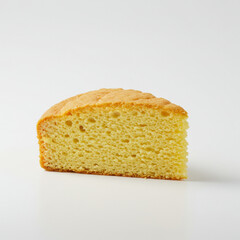 Slice of Traditional Cornmeal Cake on White Background