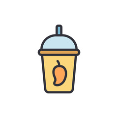 Isolated Illustration Of A Mango Smoothie Or Juice Drink With Straw