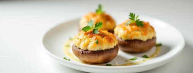 Crab Stuffed Mushrooms: Elegant Seafood Appetizer on White