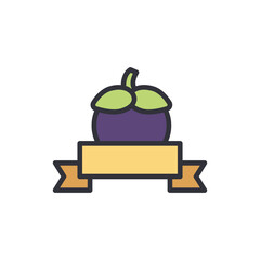 Stylized Mangosteen Presentation With Ribbon For Text Display