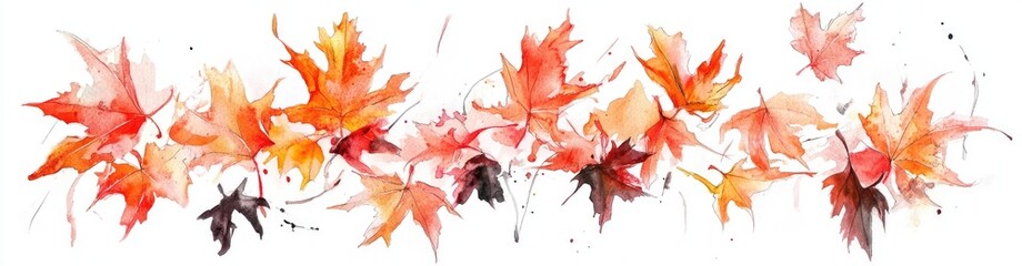 Watercolor painting of autumn leaves