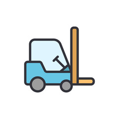 Stylized Forklift Truck Illustration With Bold Outlines And Flat Design