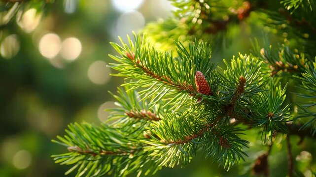 A close up of a pine tree branch