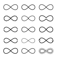 Infinity symbol set on white background