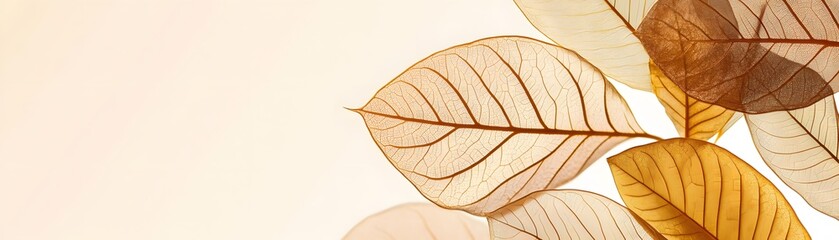 Detailed view of translucent autumn leaves.