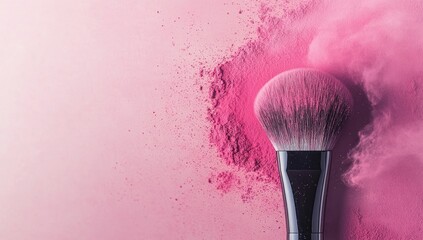 Pink blush brush with powder explosion