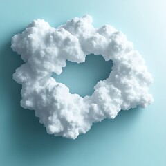 Fluffy white cloud heart shape frame