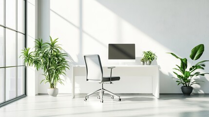 Minimalist Modern Office with Plants