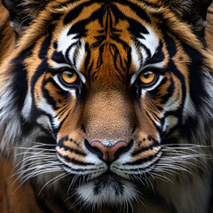 Obraz premium A tiger with a yellow eye and orange stripes
