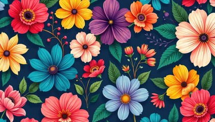 Bold, vibrant floral pattern for eye-catching flyers , brochure, colorful, energetic