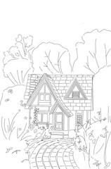 Coloring the house scenery,색칠하기,컬러링,컬러링북