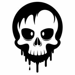 Grunge skull head vector on white background.