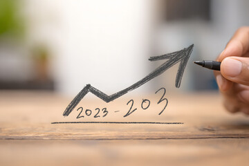 Growth trend analysis based on data from 2022 to 2023 showing increased performance metrics and future projections