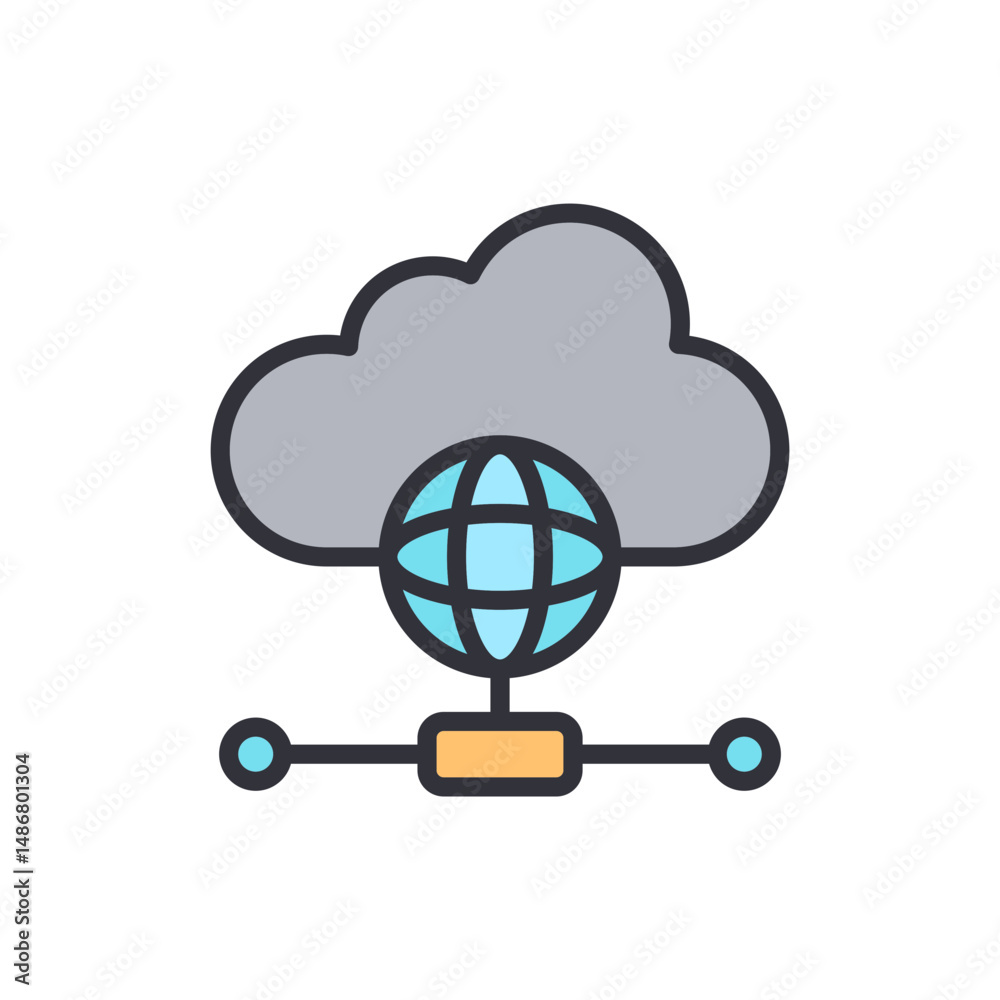 Poster cloud network symbolizing global data connection with nodes