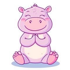 Naklejka premium The illustration is of a hippopotamus doing yoga, described as cute, in a modern format