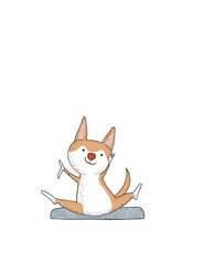 Obraz premium Flat modern illustration of a dog in asana with Relax And Do Yoga lettering, isolated on a background