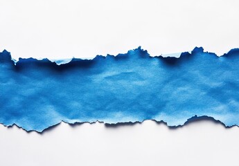 Obraz premium Ripped blue paper strip on white (1)