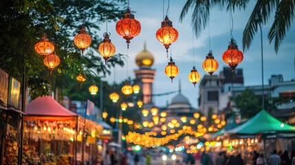 Fototapeta premium Evening Market Lights in Kuala Lumpur