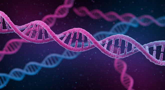 Intricate dna spiral helix in vibrant hues showcasing the complexities of genetic code