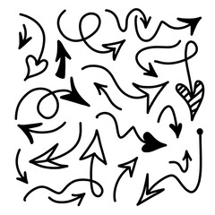 Hand drawn Arrows icons Set. arrow icon with various directions.