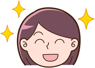 シンプルな手描きの笑顔の女性のイラスト
